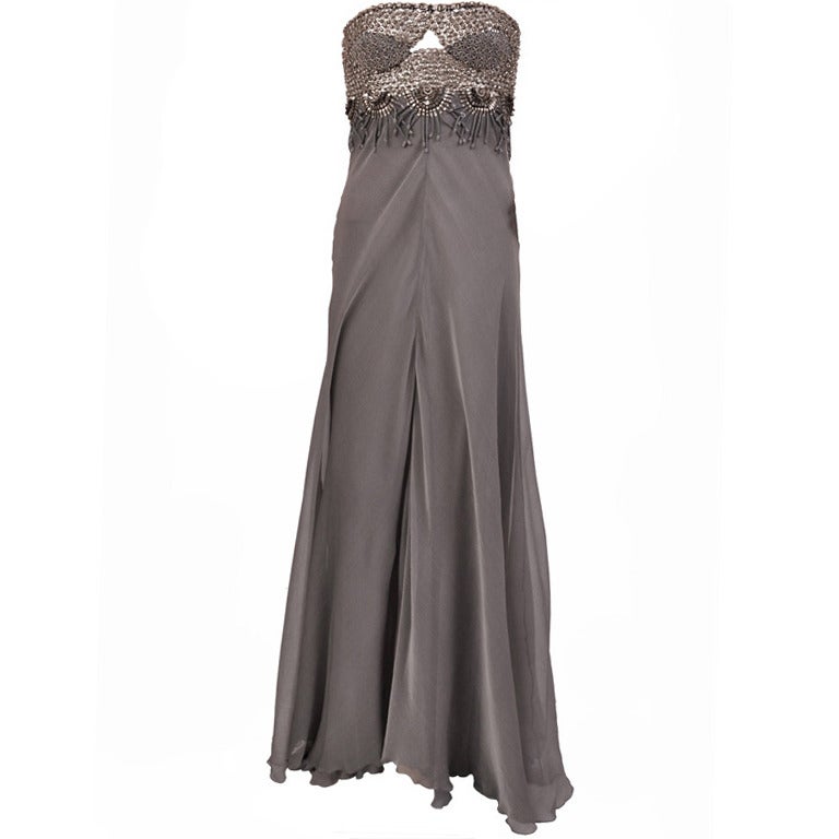 $13, 105 New Versace Strapless Embellished Silk Chiffon Gown