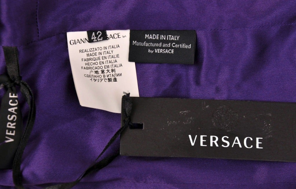 New Versace Purple Metal Mesh Long Dress 5