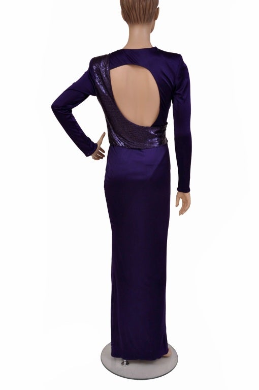 New Versace Purple Metal Mesh Long Dress 2