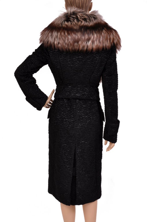 Women's $17, 380 New Tom Ford Black Astrakan Velvet Coat With Fur