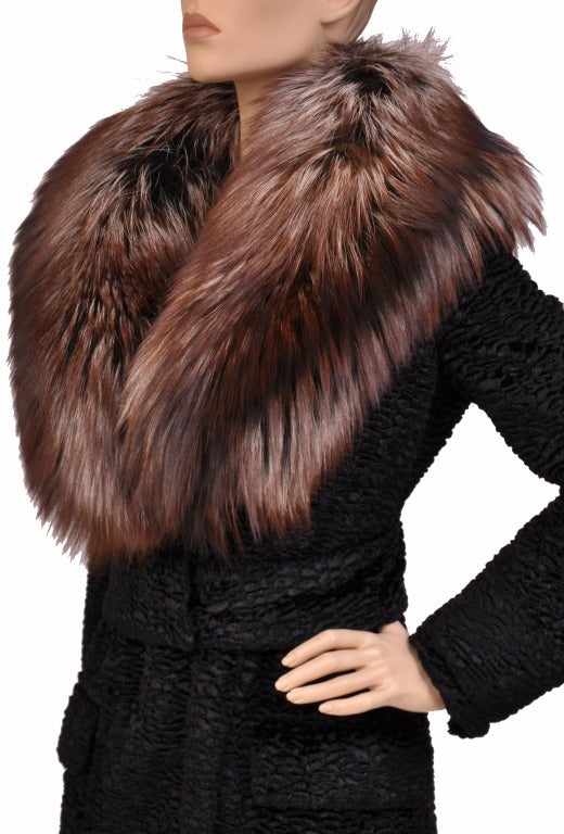 $17, 380 New Tom Ford Black Astrakan Velvet Coat With Fur 1
