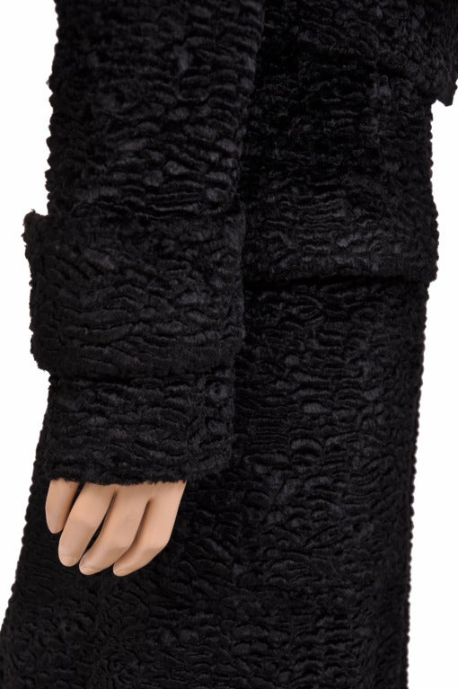$17, 380 New Tom Ford Black Astrakan Velvet Coat With Fur 2