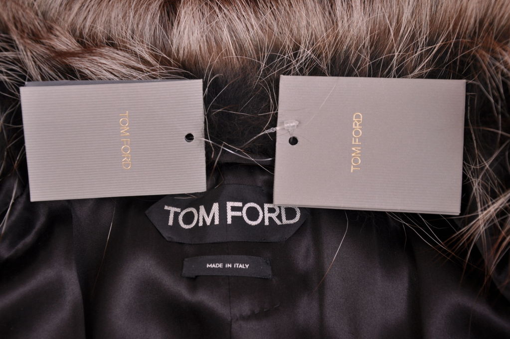 $17, 380 New Tom Ford Black Astrakan Velvet Coat With Fur 3