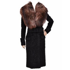 $17, 380 New Tom Ford Black Astrakan Velvet Coat With Fur