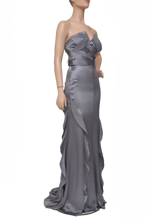 $10,560 New Versace Strapless Long Silk Dress at 1stDibs