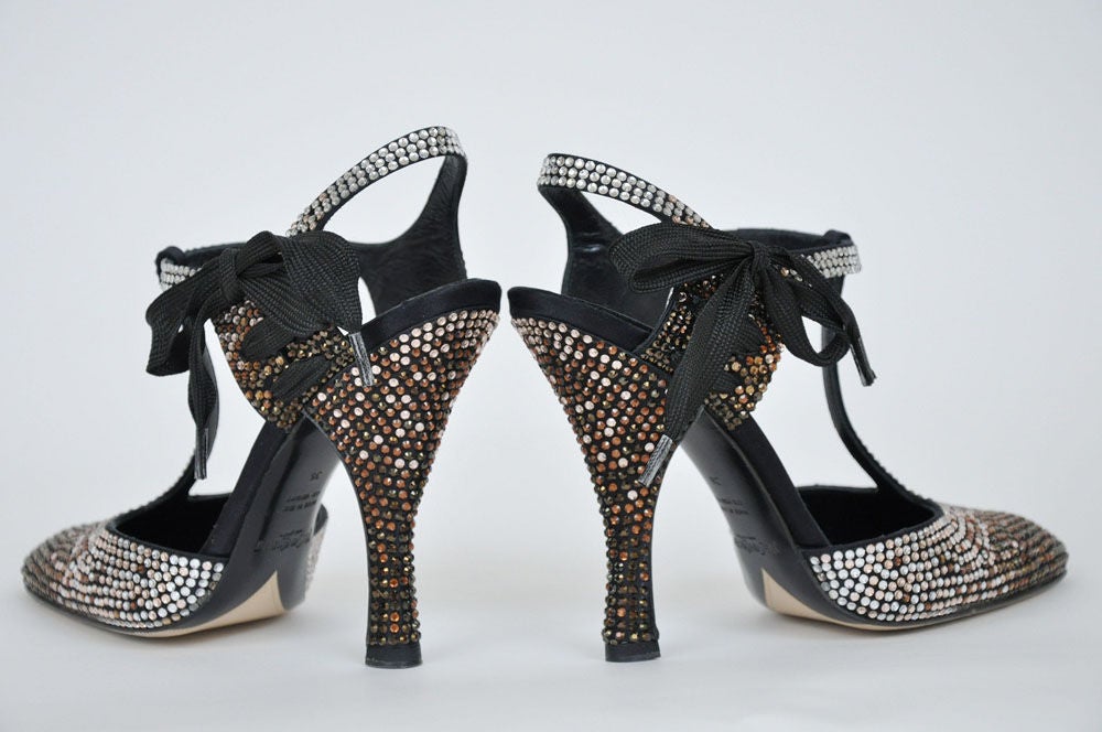 Tom Ford for Yves Saint Laurent Rhinestone Spectator Shoes 36 In Excellent Condition In Montgomery, TX