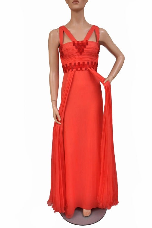 $15, 995 New Versace Featured Red Coral Silk Long Dress 6