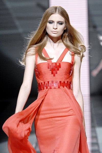 Women's $15, 995 New Versace Featured Red Coral Silk Long Dress
