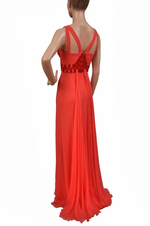 $15, 995 New Versace Featured Red Coral Silk Long Dress 5