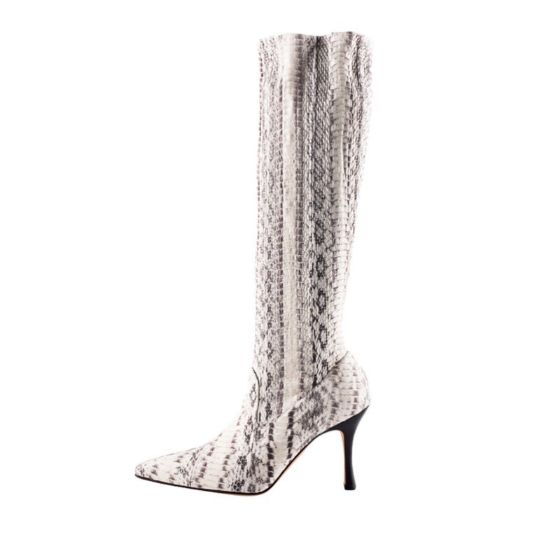 Manolo Blahnik Pascalare Snakeskin Stretch Boots