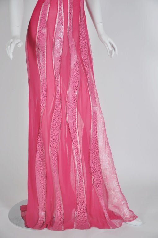 F/W 2000 Look #60 Vintage Gianni Versace Couture Snakeskin Lace and Silk Gown In New Condition In Montgomery, TX