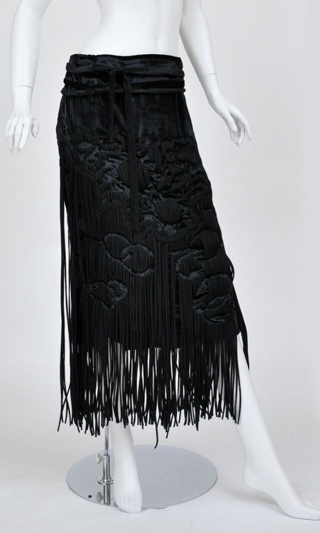 black skirt with fringe