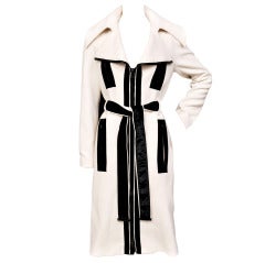 New Tom Ford Chalk White Double Wool Crepe Trench Coat