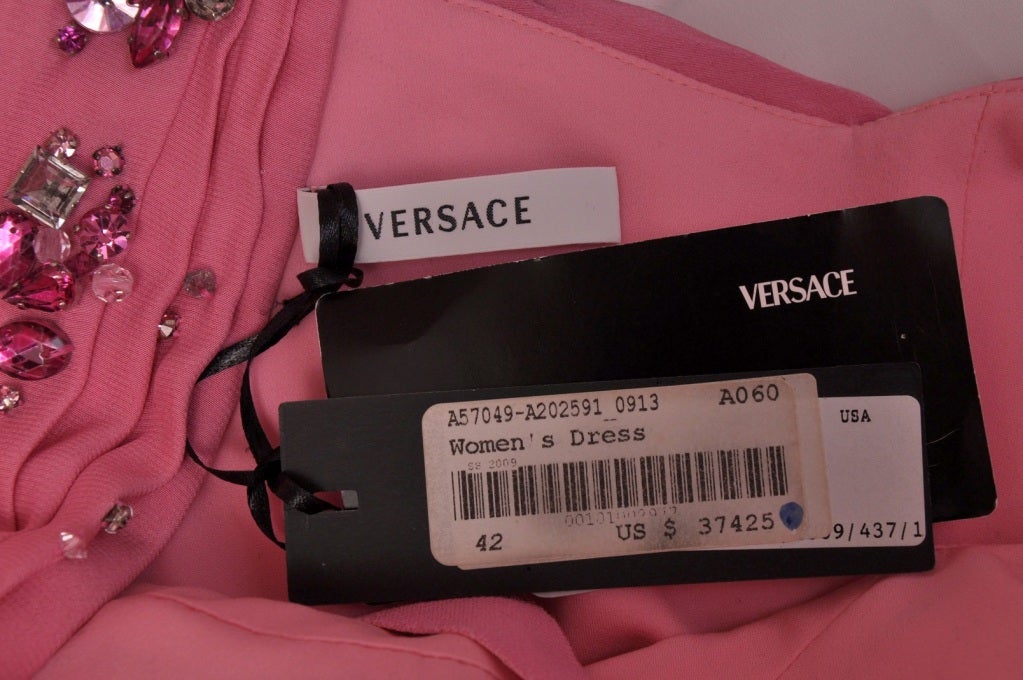 New Versace Crystal Embellished One Shoulder Pink Gown 2