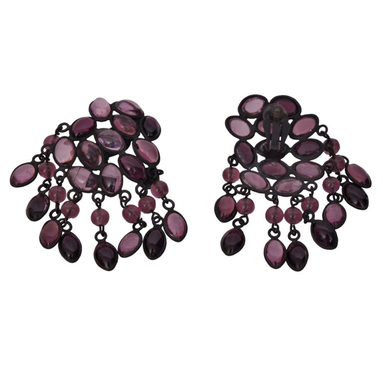 Tom Ford Amethyst pate de verre bouquet earrings