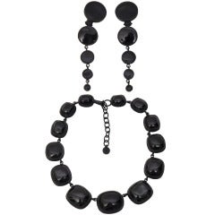 Tom Ford Black  PATE DE VERRE Earrings and Necklace Set