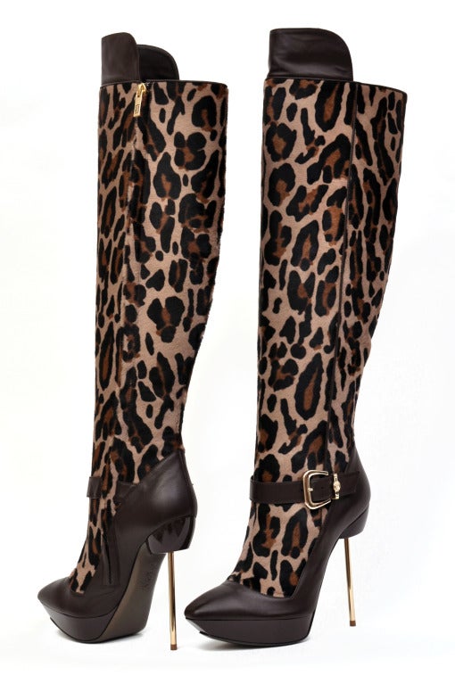 katerina leopard calf hair knee-high boot