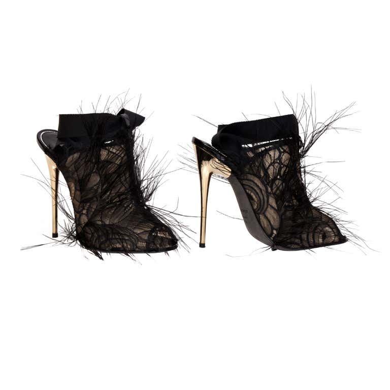 Tom Ford Black Lace and Feather Shoes at 1stDibs