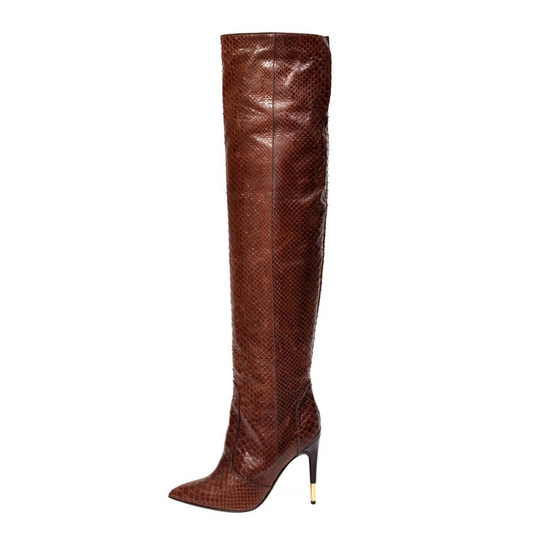 Tom Ford Brown Anaconda Over-the-knee Boots For Sale