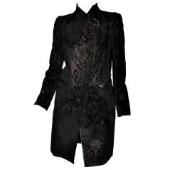 Gucci Black Suede Brocade Coat