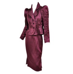 TOM FORD for YVES SAINT LAURENT BURGUNDY SILK SKIRT SUIT