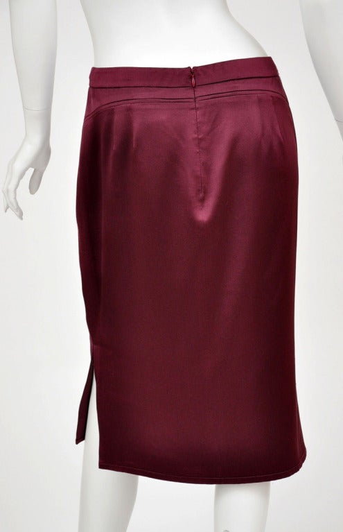 TOM FORD for YVES SAINT LAURENT BURGUNDY SILK SKIRT SUIT 3