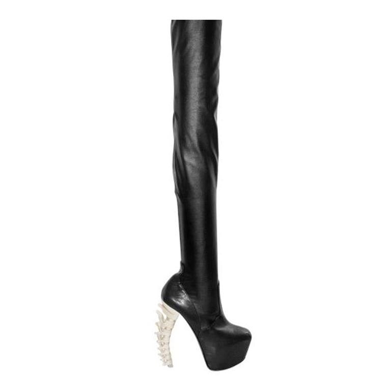Dsquared2 Thigh High Black Leather Boots