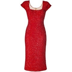 L'wren Scott Red Silk Sequined Dress