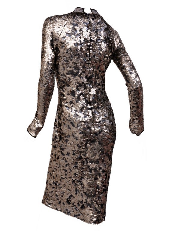 New TOM FORD FISHNET HAND EMBROIDERED PAILLETTÉ DRESS 4