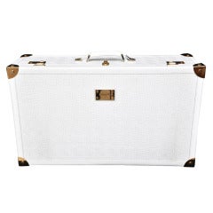 New GIANNI VERSACE COUTURE EMBROIDERED WHITE LEATHER SUITCASE
