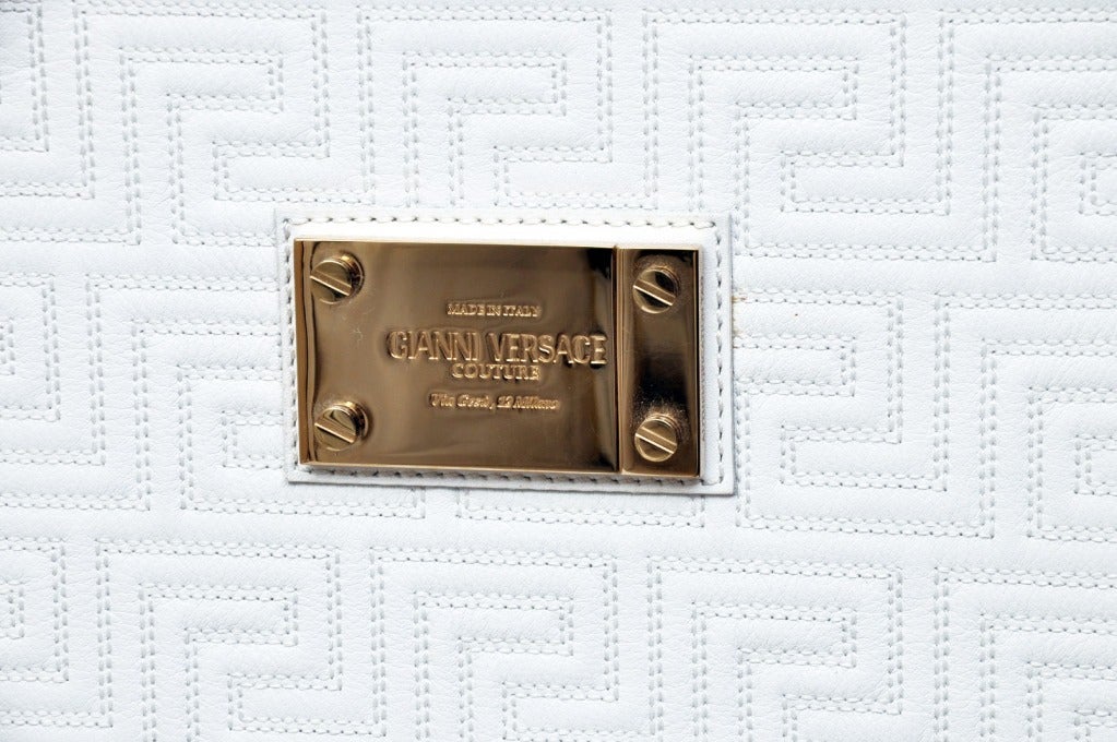 Neu GIANNI VERSACE COUTURE EMBROIDERED WHITE LEATHER SUITCASE Damen