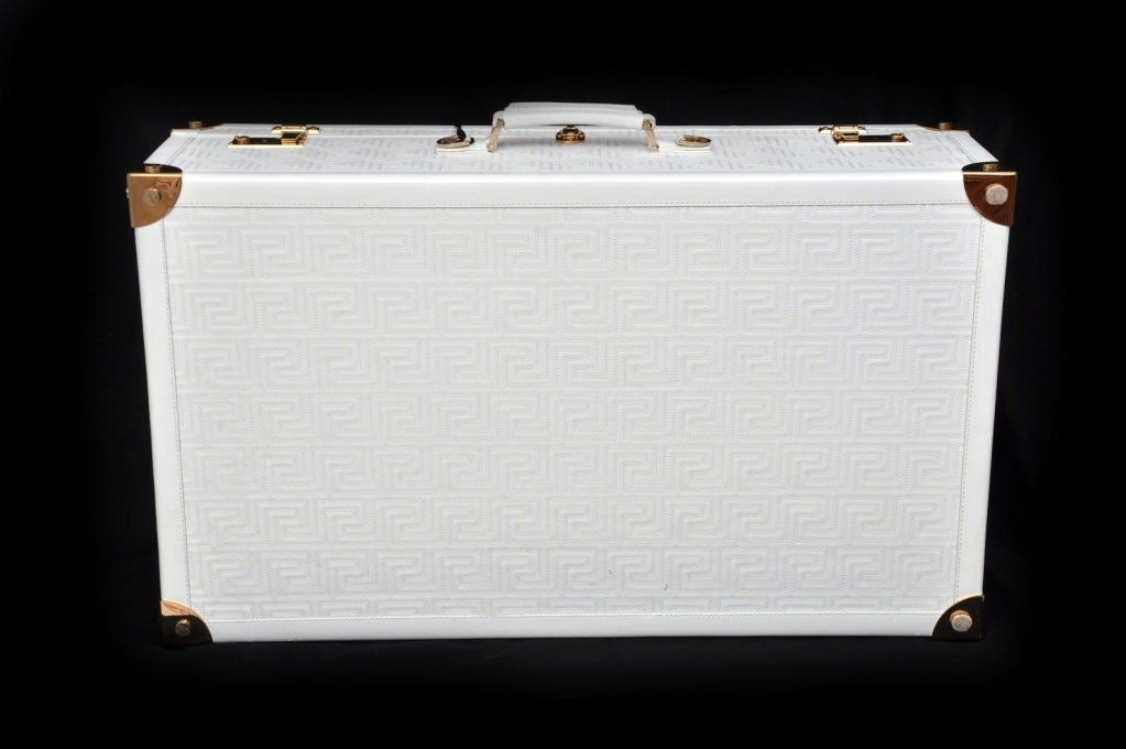 Neu GIANNI VERSACE COUTURE EMBROIDERED WHITE LEATHER SUITCASE 3