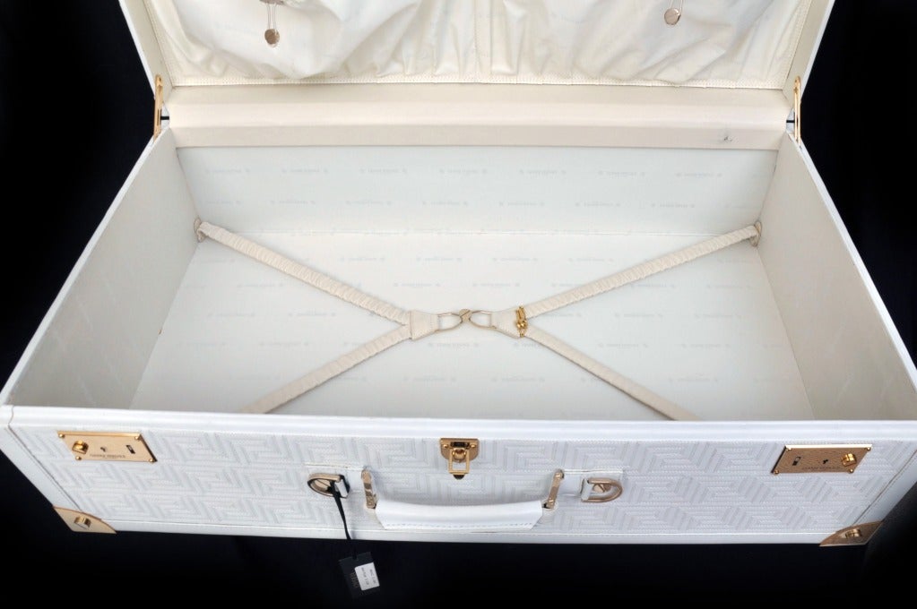 Neu GIANNI VERSACE COUTURE EMBROIDERED WHITE LEATHER SUITCASE 4