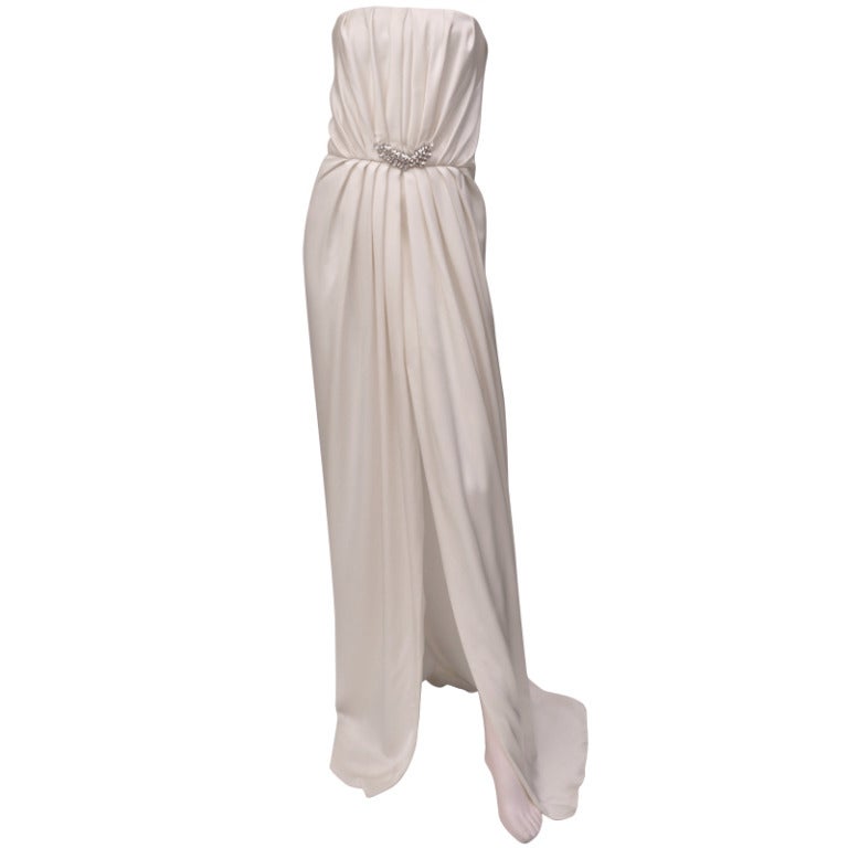 Saint Laurent Embellished White Silk Dress ***ROYAL CHOICE! For Sale at ...