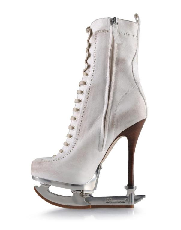 New DSQUARED2 ICE SKATE WHITE ANKLE LEATHER BOOTS size 39 at 1stdibs