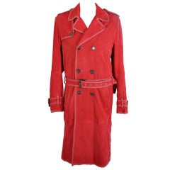 New DSQUARED MENS RED GOATSKIN LEATHER TRENCH COAT