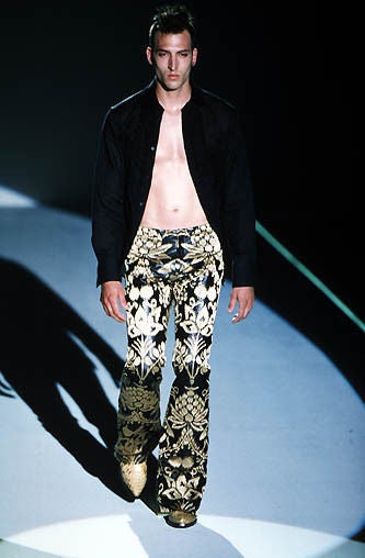 GUCCI MEN'S EMBROIDERED LEATHER PANTS
    

  Created by TOM FORD 

Collection: S/S 2000

  Simply the best leather pants ever! Impossible to find!

Size: 48

Measurements:

Total Length: 46”

Waist: 32”

Inseam: 36”

Rise: