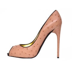 New TOM FORD NUDE OSTRICH PLATFORM OPEN TOE SHOES