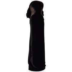 $9.400 NEW TOM FORD BLACK VELVET and LACE TIED BACK EVENING DRESS