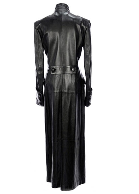 F/W 2001 TOM FORD for YVES SAINT LAURENT BLACK LEATHER COAT In Excellent Condition In Montgomery, TX