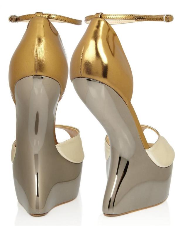 silver shoes with gold jewelry