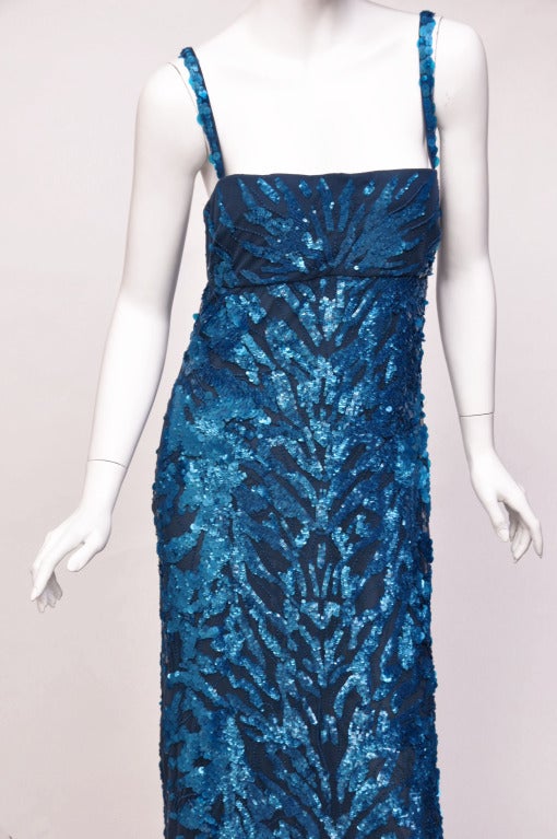 New ROBERTO CAVALLI SAPPHIRE BLUE EMBROIDERED TULLE GOWN 1