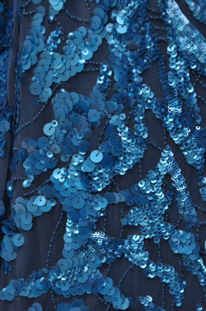 New ROBERTO CAVALLI SAPPHIRE BLUE EMBROIDERED TULLE GOWN 2