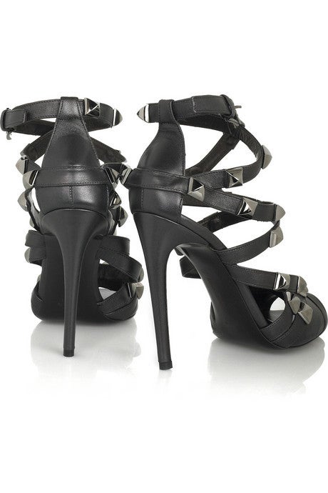 black studded sandals heels