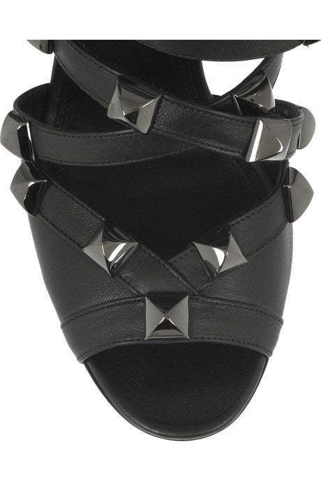 Black New ROBERTO CAVALLI BLACK STUDDED SANDALS Sz 8