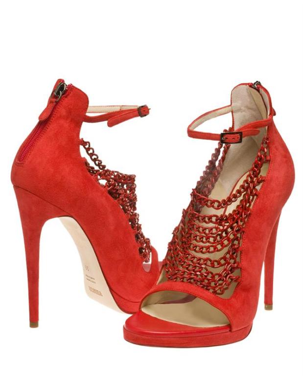 Women's VERSACE for VERSUS RED SUEDE PLATFORM CHAIN SHOES 36 - 6