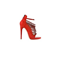 VERSACE for VERSUS RED SUEDE PLATFORM CHAIN SHOES 36 - 6