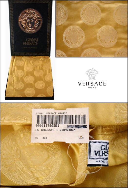 Black VINTAGE GIANNI VERSACE GOLD 100% SILK TABLE COVER 240 cm