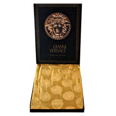 VINTAGE GIANNI VERSACE GOLD 100% SILK TABLE COVER 240 cm
