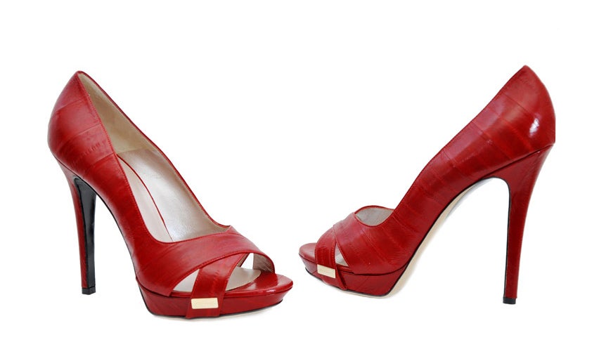 versace red platform heels